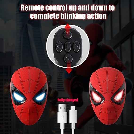 Hyper-realistic spiderman mask with ring remote control